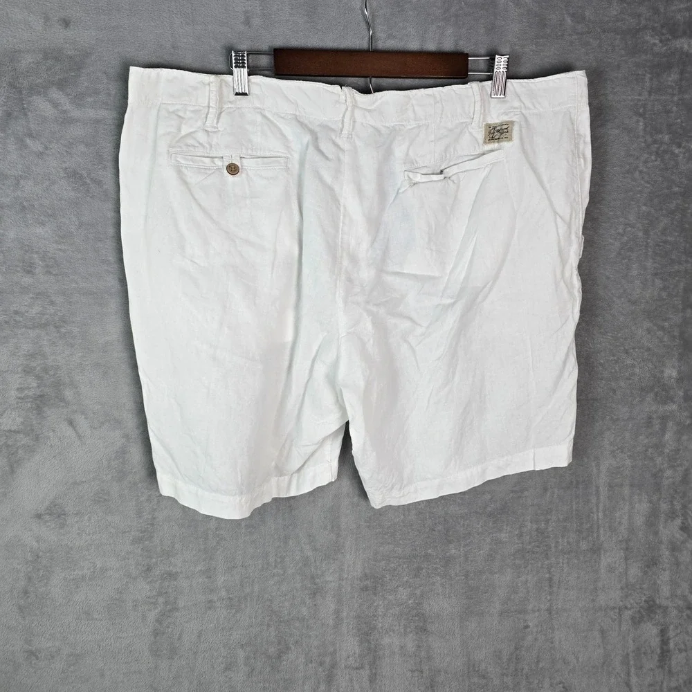 Polo Ralph Lauren Mens White Linen Cotton Classic Fit Shorts‎ Size 40 8in Inseam